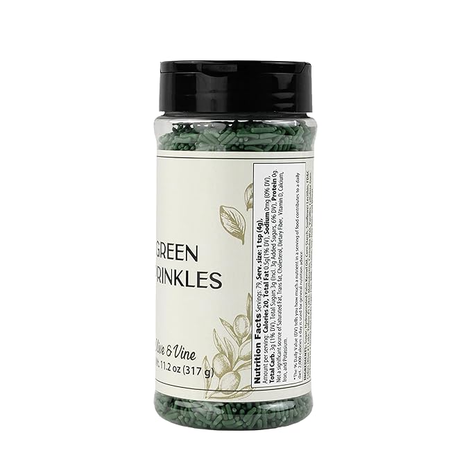 Olive & Vine Green Sprinkles, Vibrant Color, For Baking & Desserts, Rich Tradition, Authentic Taste, For Global Recipes (11.02)
