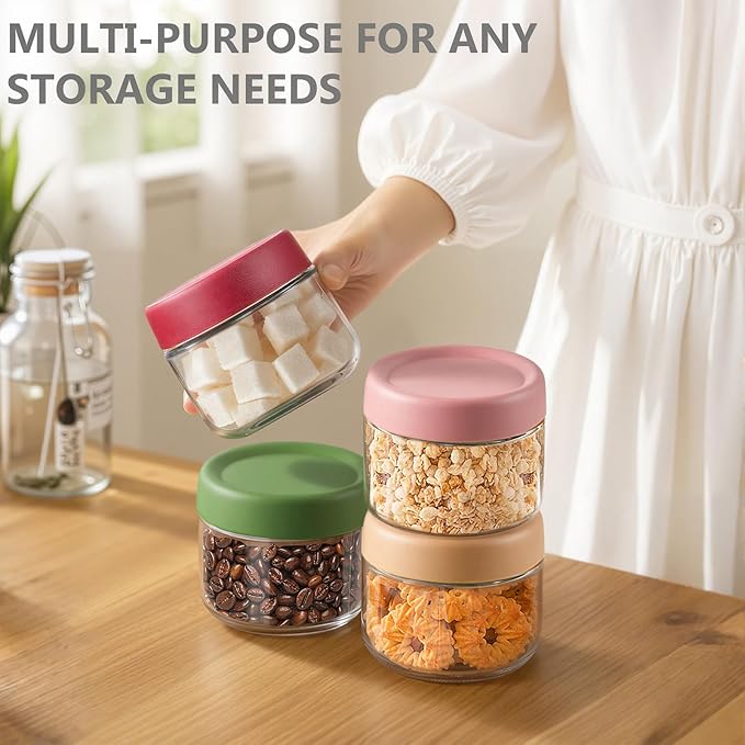 12-Pack Overnight Oats Containers with Lids, 10oz Glass Jars with Airtight Lids, Wide Mouth Mason Jars,Salad & Yogurt Storage, Snacks, Sugar-Reusable