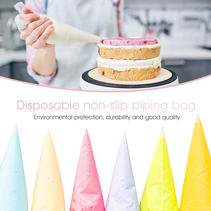 Piping Bag, 100 Pcs Disposable Pastry Bags Plastic Icing Pipe Bag, DIY Cake Decorating Tool for Cupcake Biscuit Dessert Cookie Decorating, White Extra Large, Thick, Long 55CM / 24 Inches