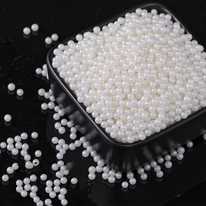 PhilaeEC White Peals 4mm Size Sprinkles for Cake Decoration Edible Candy Baking Cookie Cupcake Toppers Wedding Party Valentines Halloween Christmas Supplies 3.88oz