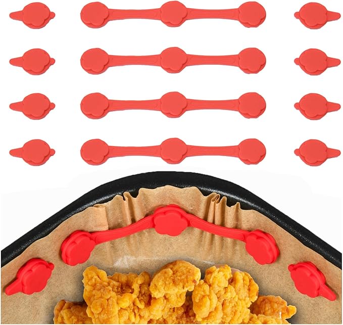 4PCS Air Fryer Magnets Silicone Buckle,Air Fryer Magnets for Parchment Paper,Safely Lock Paper from Heating Element or Covering Food,High-Temp Resistant