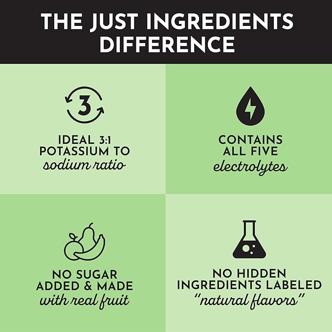 JUST INGREDIENTS Strawberry Limeade Electrolytes – 30 Serving Bag – Hydration Drink Mix with Essential Minerals – Remineralizing Formula – No Sugar Added – Supports Energy – Vegan, Non-GMO