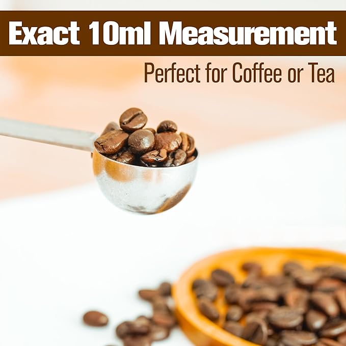 9.1'' Long Handle Teaspoon Measuring Spoon Coffee Scoop Stainless Steel – Metal Tablespoon 10ml Tsp or tbsp Measure for Tea Milk Ice Cream Baking Cooking Dry or Liquid Ingredients Kitchen Gadgets