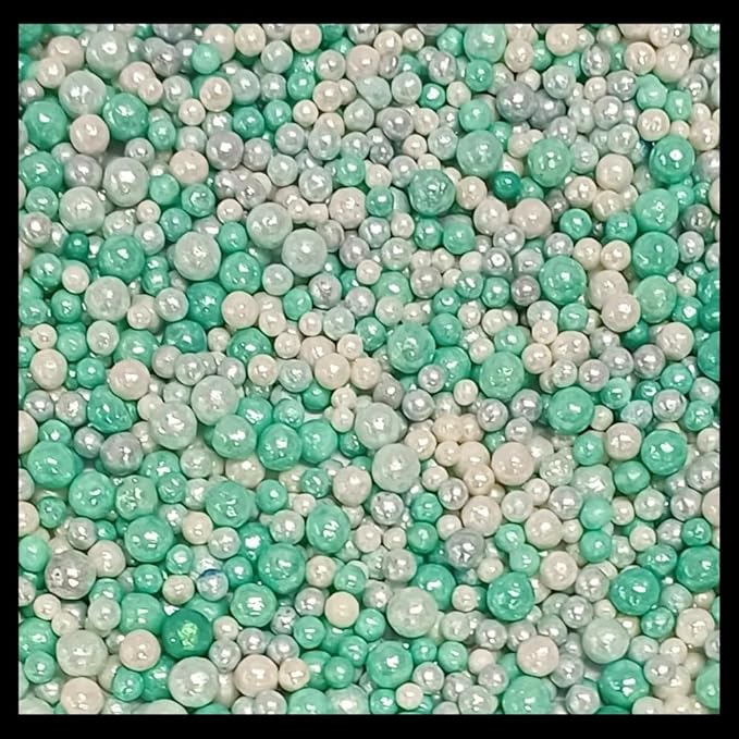 Confect Mint Green & White Cake Sprinkles | Love Disco Balls & Decorative Pearls Mix – Edible Cake Decorations for Baking, Cupcakes, Cookies, and Party Treats | Vegan, Gluten-Free, Nut-Free, Soy-Free, Dairy-Free, Palm Oil-Free- 4.2