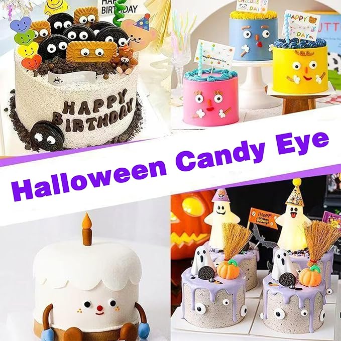 PhilaeEC Small Candy Eye Eyeball Sprinkle Halloween Edible for Cake Decoration 1CM Eyes Candy Baking Cookie Cupcake Toppers Decoration Halloween Christmas Valentines Supplies