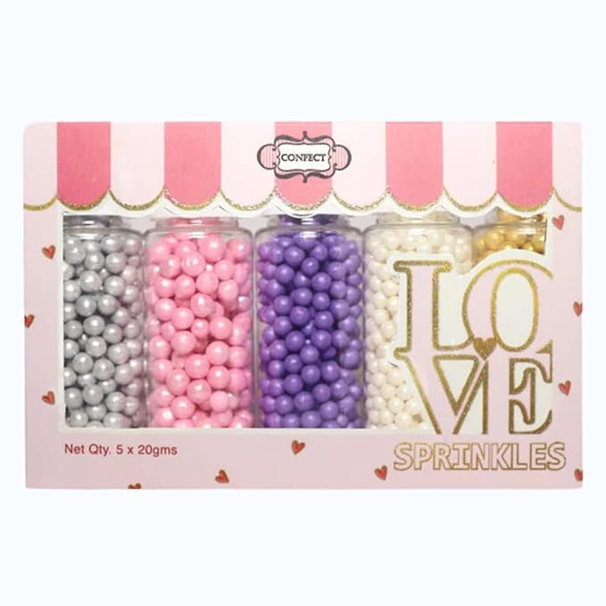 Confect Pearl Sprinkles | Sprinkles for Cakes & Cupcakes Decoration | Assorted pack of 5 Royal Unicorn | Mix Sliver, Baby Pink, Purple, White & Golden Dragees | Vegan, Gluten-Free, Nut-Free, Soy-Free, Dairy-Free, Palm Oil-Free, No Artificial Dyes - 5 Oz