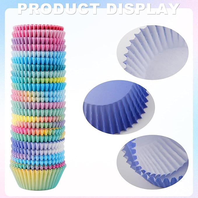 600 Pack Cupcake Liners Cupcake Baking Cups Standard Size Muffin Liners for Wedding Birthday Pride Party Candy Cake Decorations Supplies(12 Styles)