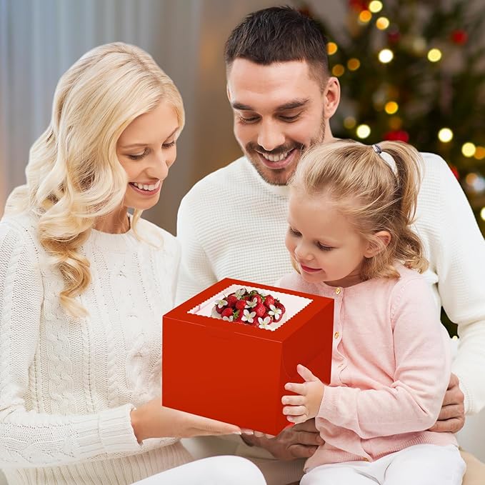 KPOSIYA 40pcs 6x6x5 inch Mini Cake Boxes with Cake Boards (20 Boxes & 20 Boards), 6 inch Small Cake Boxes with Lids，Cajas de mini pastel Bakery Boxes with Window for Christmas Thanksgiving
