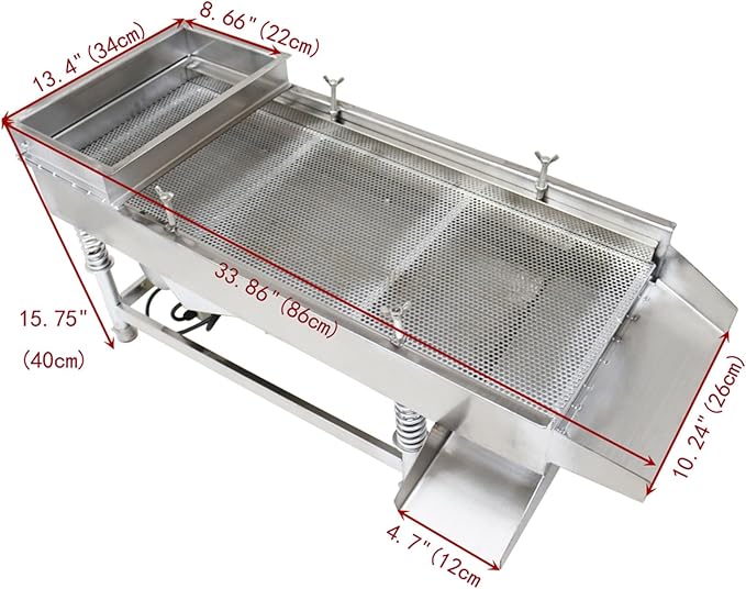Electric Vibrating Sifter with 0.5mm Screen Straight Vibrating Sieve Shaker Stainless Steel Linear Sifter Machine Linear Shaker Single Motor 110v