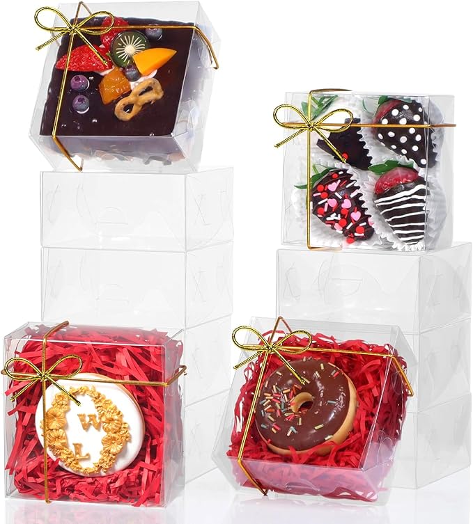 15PCS 5" x5x2 Inches Full Clear Chocolate Covered Strawberries Boxes Cookies Boxes Mini Bundt Cake Box Pie Boxes Cinnamon Roll Treat Boxes Chocolate Truffle Box Party Wedding Favor
