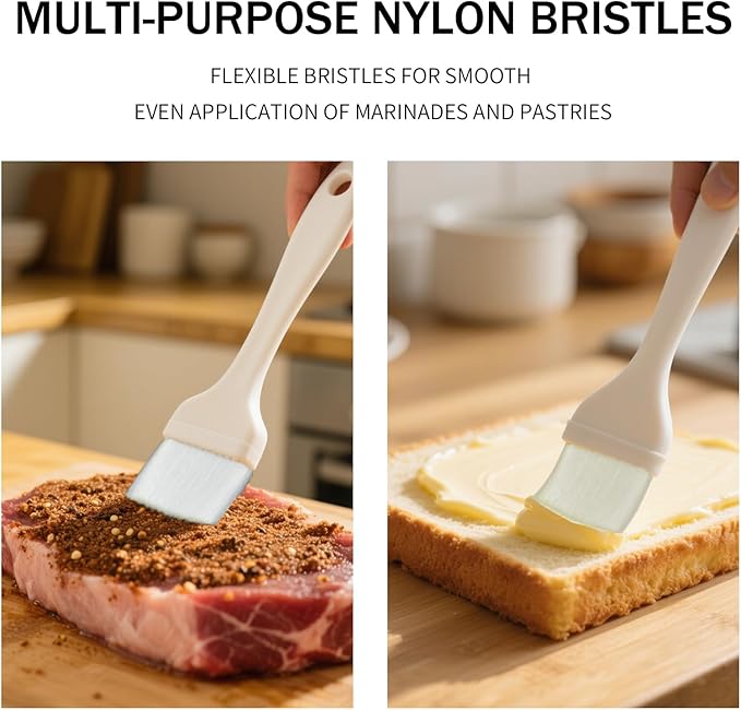 Pastry Brush for Baking 1.6" x 7" Basting Brushes Set for Cooking and Bakery Use White Brush for Buttering Meat Egg Wash Butter Brish Utensil for Kitchen and Baking