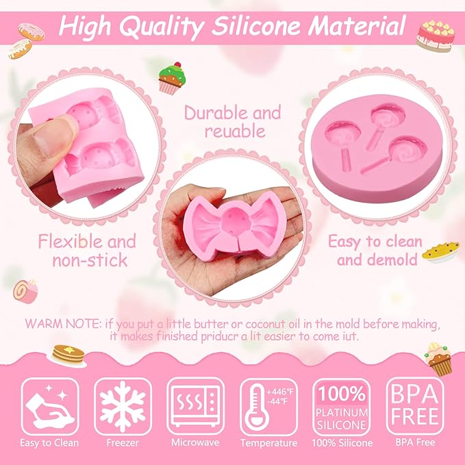 Lollipop Fondant Molds 3 Pcs, Candy Shape Cake Decorating Molds for Baking Cupcake Toppers, Chocolate, Sugar Crafting, Marzipan, Year Rounds, Cookies, Modeling Clay, Resin Crafts, Plaster