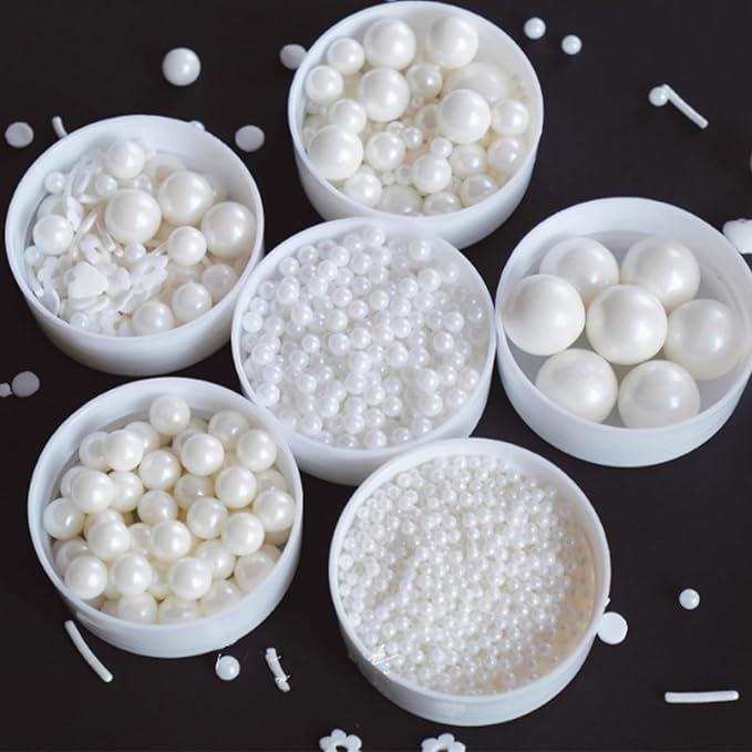 PhilaeEC White Peals 14mm Size Sprinkles for Cake Decoration Edible Candy Baking Cookie Cupcake Toppers Wedding Party Valentines Halloween Christmas Supplies 3.88oz