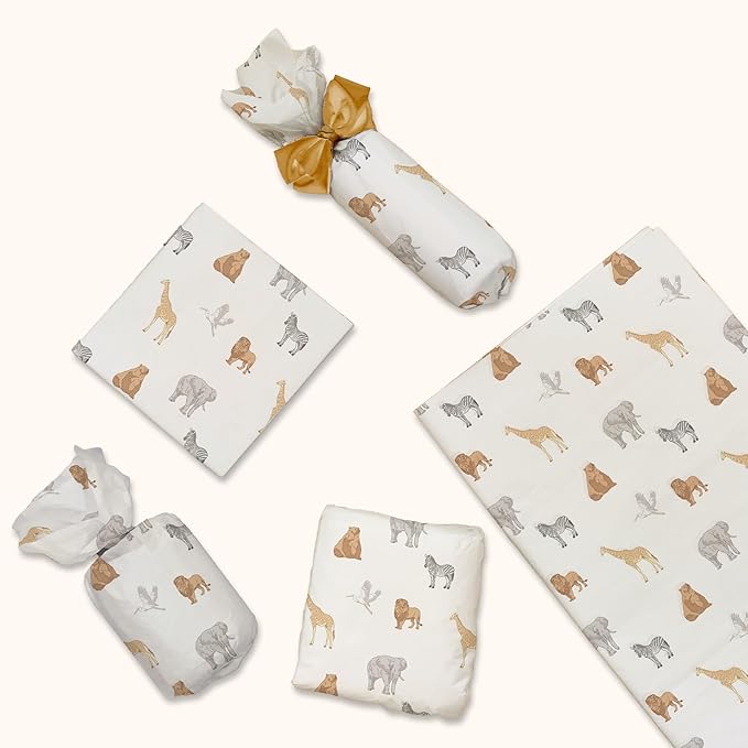 Pro Supply Global Safari Animals Printed Tissue Paper for Gift Bags or Boxes and Wrapping - Baby Shower Bulk Decorative Art Tissue Paper for Packaging and Gifting | 24 Sheets 20" x 30"