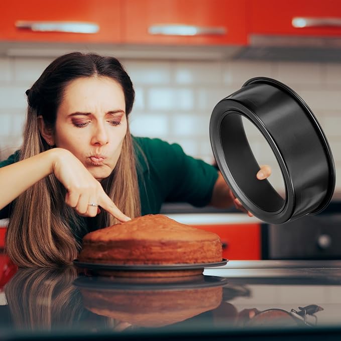 HARFINGTON 2Pcs Round Cake Pan with Removable Loose Bottom 2" Small Cheesecake Pan Anodized Aluminum Nonstick Baking Pan for Wedding Birthdays Party Event