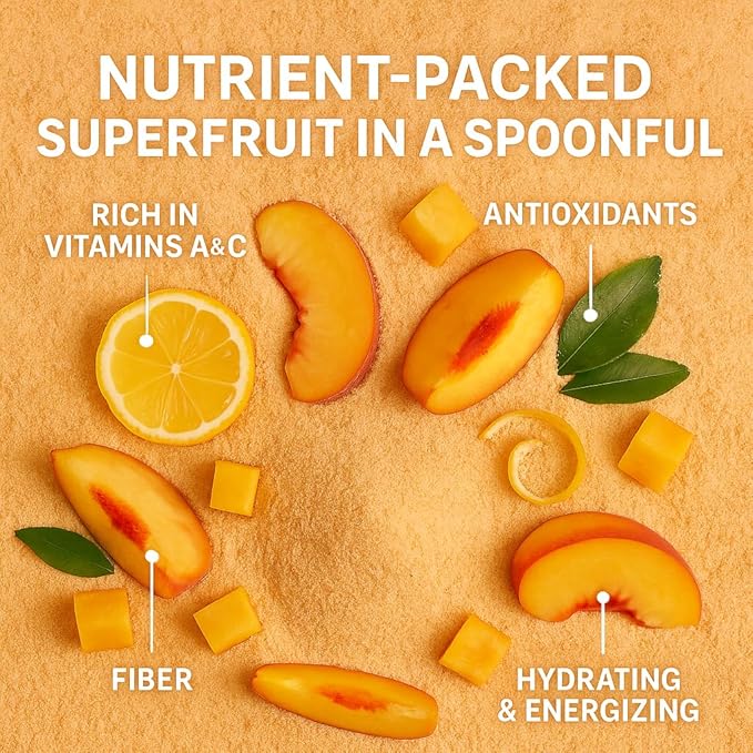 Confect Peach Fruit Powder | Pure & Natural Fruit Powder for Smoothies, Baking, Beverages, Juices, Tea & DIY Recipes | Vegan, Gluten-Free, No Added Sugar – 5 OZ