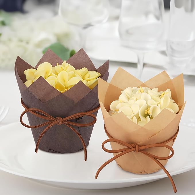 600 Pcs Tulip Cupcake Liners for Baking, Brown Cupcake Liners, Standard Size Muffin Cups, Greaseproof, Heat Resistant, Ideal for Wedding and Party