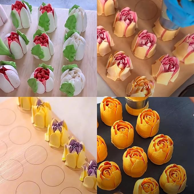 Russian Piping Tips Set 2PCS Stainless Steel Cake Decorating Kit for 3D Flowers Roses Extra Large Icing Nozzles Flower Tips Baker Tools for Wedding Birthday Cakes Cupcakes Cookies (Silver A-1)