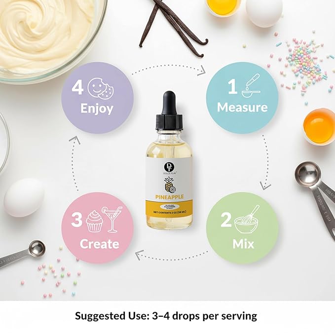 Dolce Flav Pineapple Extract – 2 Ounce Oil-Soluble Kosher, Sugar-Free, Concentrated Tropical Flavor for Candy, Chocolates & Desserts, Includes Measured Dropper
