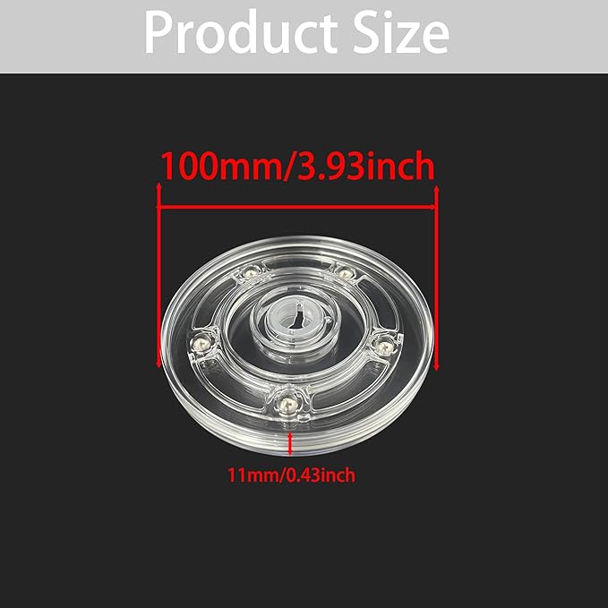 2PCS 4" Small Lazy Susan Turntable, Clear Acrylic Ball Bearing Rotating Tray Display Base for Spice Rack Table Cake Kitchen Pantry Decorating, 40 lb Load, 360° Smooth Rotation