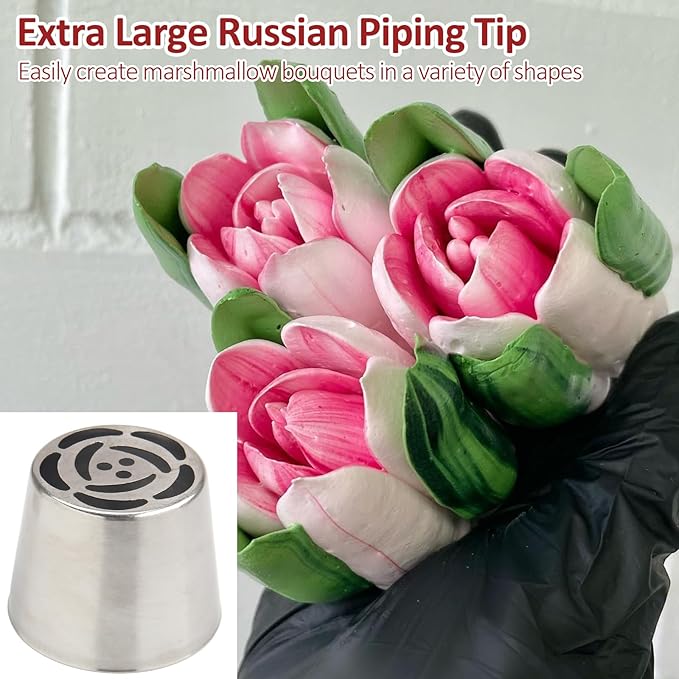 Extra Large Russian Piping Tips for Marshmallows Stainless Steel Flower Frosting Nozzles many styles Cake Decorating Baking tool for Buttercream, Cupcakes Cookies(SL91)