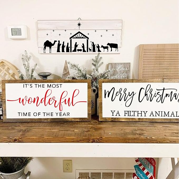 Large Christmas Stencils for Door Mats Reusable Large Christmas Nativity Snowflake Stencils Welcome Let it Snow Stencil Templates for Painting for Doormats Sign Glass Windown Wood Crafts (mat10)
