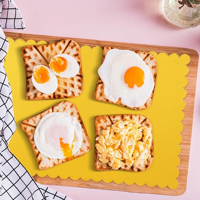 50 Pcs Gold Cake Boards, 14 x 10 Inch Rectangular Cardboard Cake Base, Scalloped Edges, Disposable Paper Cake Board for Elegant Dessert Presentation & Versatile Use