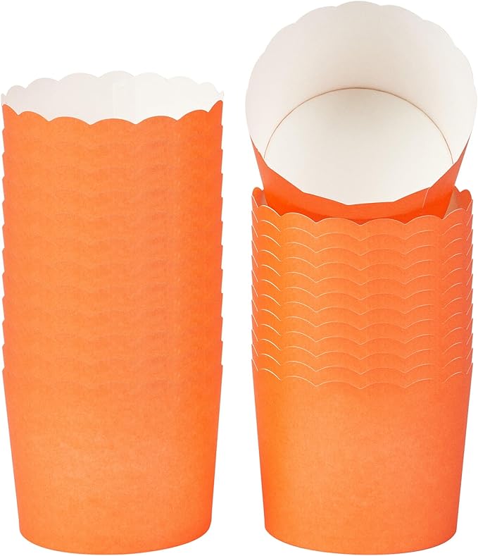 Panificio 6 Ounce Cupcake Wrappers, 200 Scalloped Baking Cups - Oven-Ready, Greaseproof, Orange Paper Cupcake Liners, Disposable, For Birthdays, Baby Showers, Or Weddings - Restaurantware