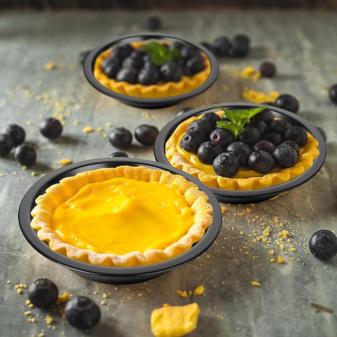 4pcs Non-Stick Carbon Steel Cake Pans 4 Inch Round Baking Pans for Perfect Cakes Pies and Desserts - Durable and Easy to Clean (12, 5IN)