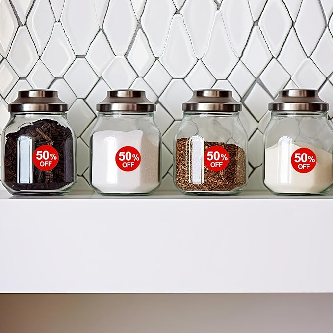 2000pcs 50% Discount Stickers, 1in Round Self Adhesive 50 Percent Off Signs Promotion Labels Price Markers Sales Reduced Tags for Retail Stores Supermarkets Shops (Red)
