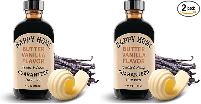 Happy Home Premium Natural Butter Vanilla Flavor - Certified Kosher, 4 oz. (Pack of 2)