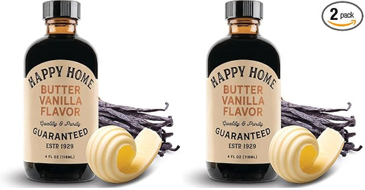 Happy Home Premium Natural Butter Vanilla Flavor - Certified Kosher, 4 oz. (Pack of 2)