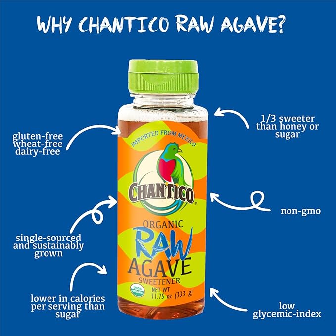 Chantico Agave Organic Sweetener (333g of each 4 pack, Raw), Diabetes-friendly, Easy addition to tea, coffee and baked goods