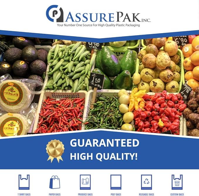ASSUREPAK Easy Open - 1000 Bags - Colored Unprinted HDPE T-Shirt Bags - 1/6 BBL 11.5"X6"X21" - 13 microns - Red - Perfect for Groceries, Shopping and Retail Stores LOOP-RED-EO
