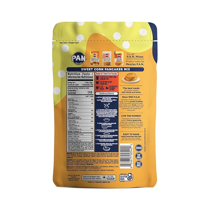 P.A.N Sweet Corn Pancakes Mix – Gluten Free Easy to Prepare 1 lb (Pack of 1)