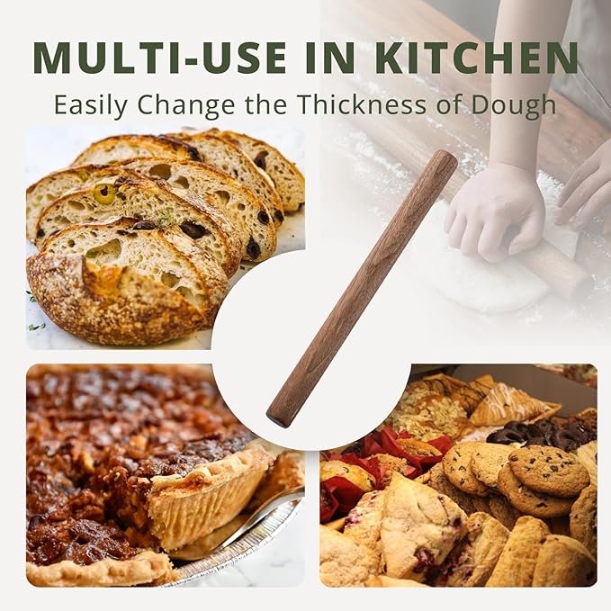 Muso Wood Black Walnut Rolling Pin for Baking (Walnut Dowel 15-3/4 Inch)