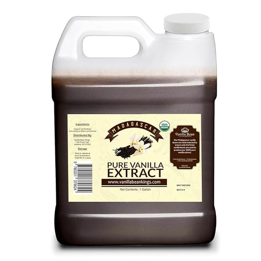 Organic Vanilla Extract - Made with Madagascar Vanilla Beans - 1 Gallon – For Baking, Desserts, Home Cooking and Chefs