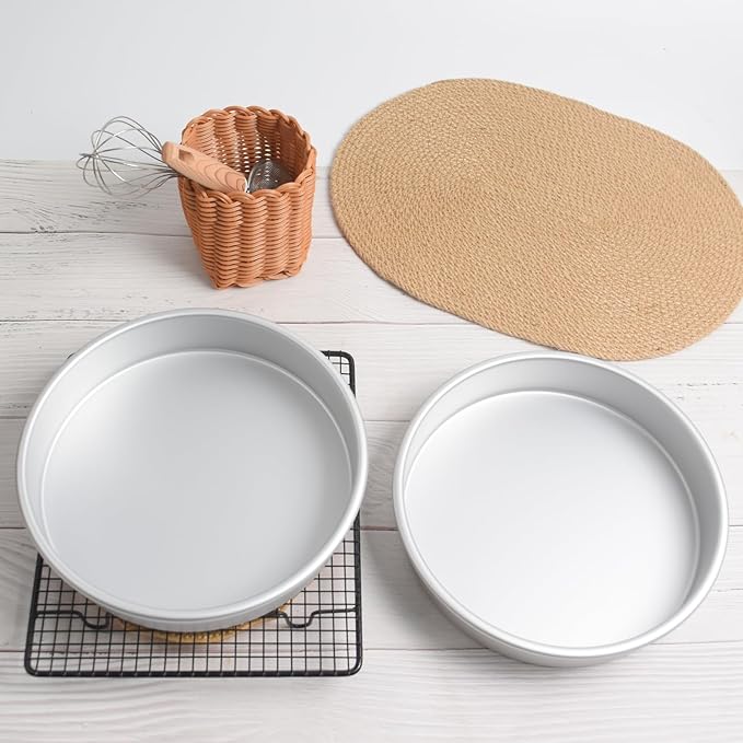9×2 round Cake Pans Set of 2,Aluminum cake tin baking pan for birthday cake party (9×2 round Cake Pan, Set of 2)