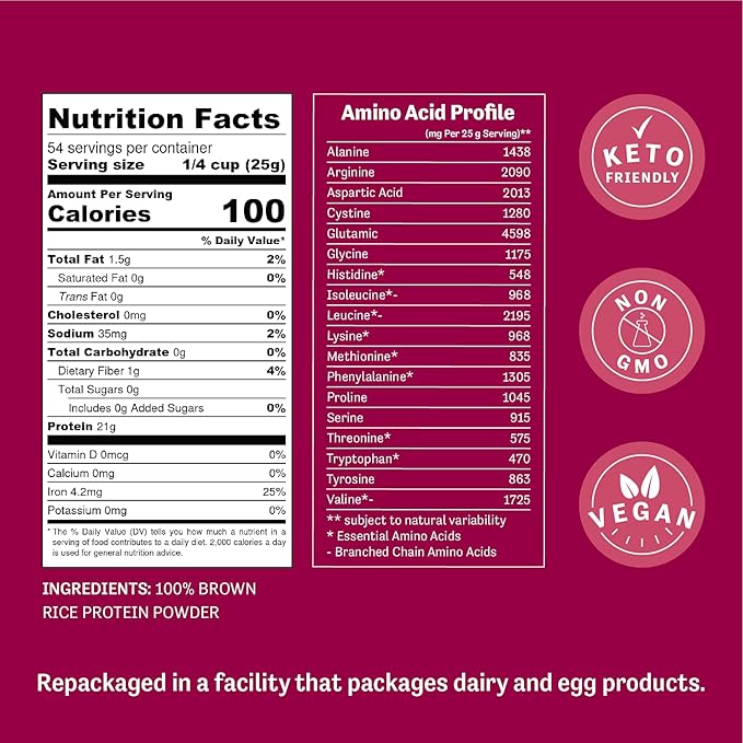 Judee's Gluten Free Brown Rice Protein Powder - Sprouted Rice Formula - Keto-Friendly Plant-Based Nutrition - Dairy & Soy-Free Shake Base - 3 lb, Unflavored, Pack of 1