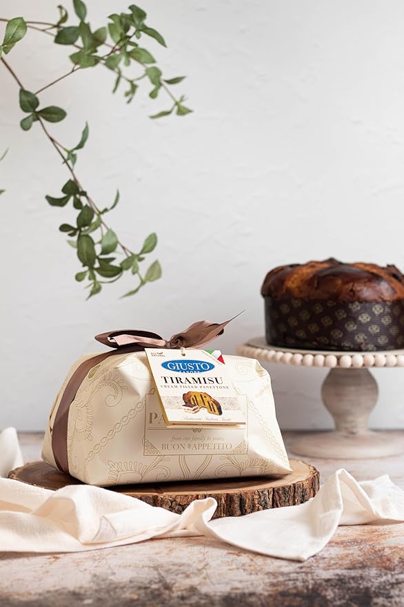 Giusto Sapore Authentic Italian Panettone Filled with Tiramisu Cream - New and Imported from Italy, Family Owned - 28.21 oz