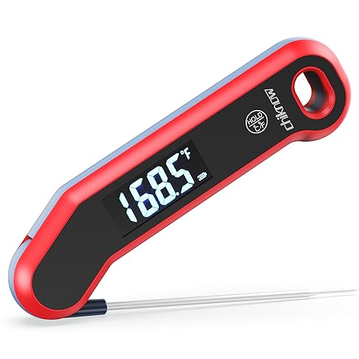 Instant Read Meat Thermometer Digital with Auto Rotate Large LCD Display & Sleep Mode, ±0.5°F Accuracy, IP67 Waterproof Cooking Thermometer for BBQ Grill Smoker Candy