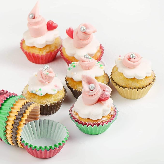 Selizo 600 Pcs Cupcake Liners Cupcake Wrappers Cupcake Paper Baking Cups for Cake Balls, Muffins, Cupcakes and Candies, Assorted Bright Colors