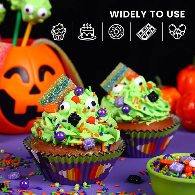 Halloween Sprinkles for Cake Decorating, 3.52oz Purple Eyeball & Pumpkin Sprinkles for Cupcake Topper Cookie Chocolate Cake Ice Cream Baking Decorations Halloween Party
