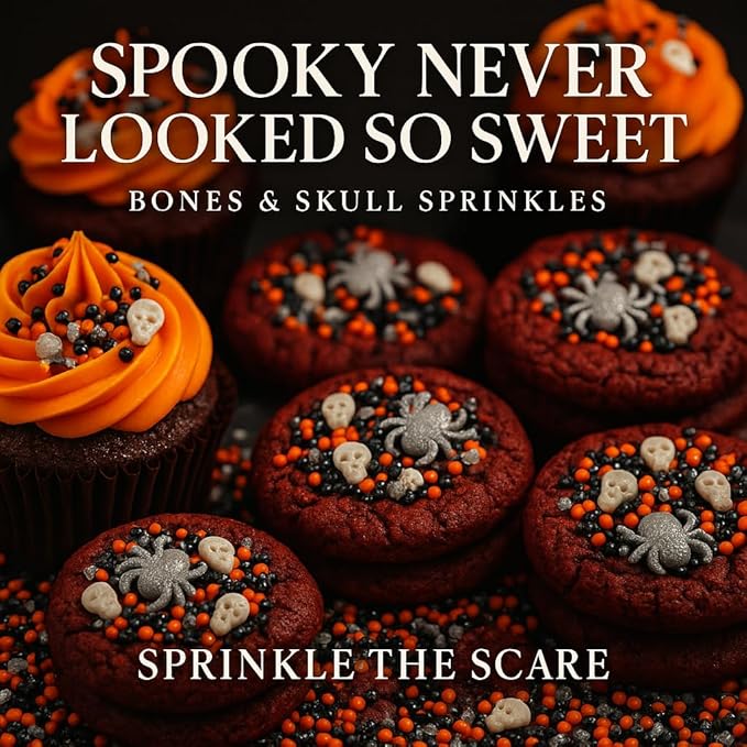 Confect Halloween Edible Sprinkles Bottle | Spooky Cake Decorations for Halloween Cupcakes, Cookies, Treats | Festive Sprinkle Mix for Baking – Witch, Ghost, Pumpkin Shapes – 4.2 Oz (HLWNBOX-BT-12)