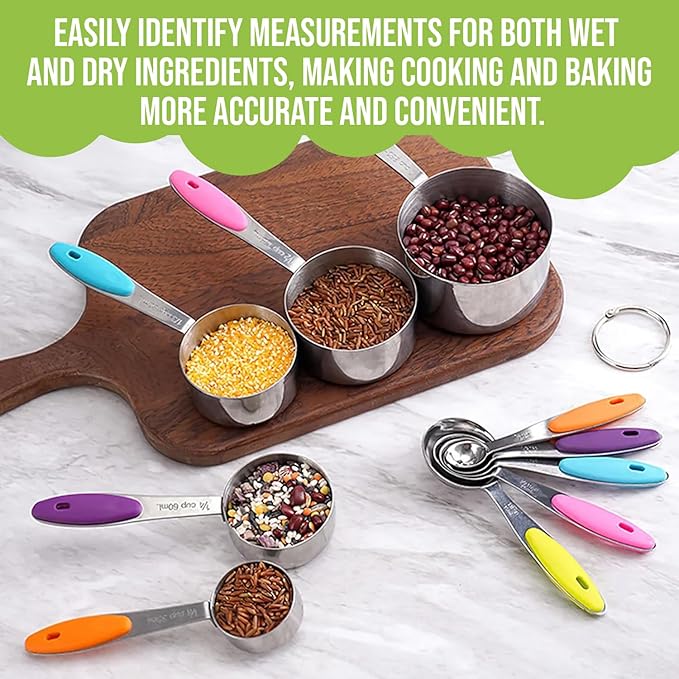 Measuring Spoons Set, Stainless Steel Measuring Spoons for Cooking and Baking, Heavy Duty Kitchen Gadgets for Easy Storage, Perfect Kitchen Utensils Gadgets (Set of 10)