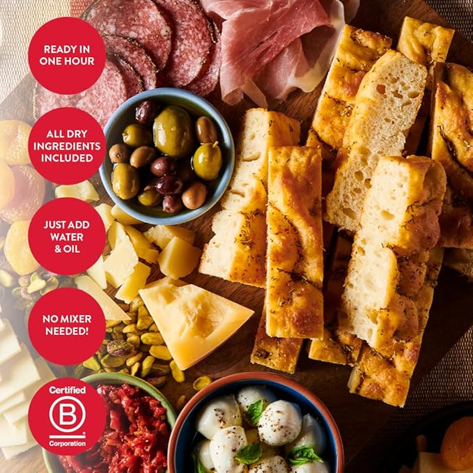 King Arthur Baking Company Crisp & Airy Focaccia Mix Kit 18.4 oz., Baking Mix - Ready in 1 hour (Pack of 2)