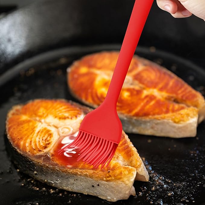 8 pieces basting brush for grilling,pastry brush,bbq basting brush,basting brush,rubber brush for cooking,basting brush for cooking,silicone bbq brush,barbecue sauce brush (red)