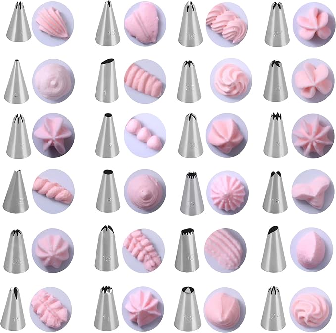 39-Piece Piping Bags and Tips Set, 24 Piping Tips & Reusable Icing Bags (12/14/16 Inch) - Cake Decorating Kit for Frosting, Cupcakes, Cookies