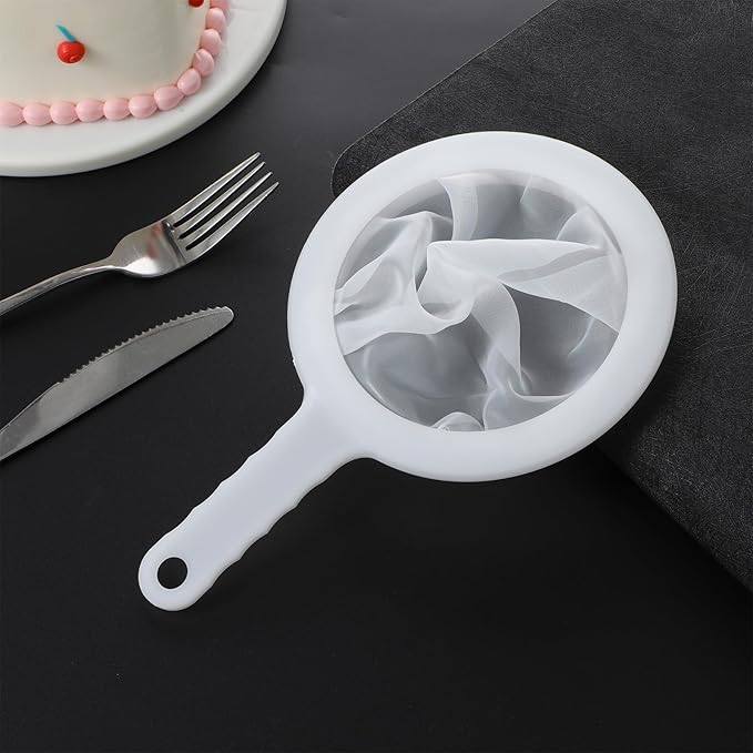 Ultra-Fine Nylon Mesh Strainers Food Yogurt Mesh Reusable Fine Sifter Sieve Plastic Colander with Handle Mini Brine Shrimp Separation Net for Filtering Juice Honey Kitchen Liquids (200Mesh)