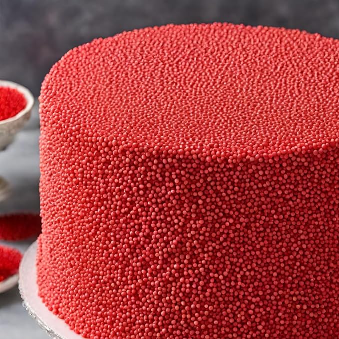 GranAroma Red Nonpareils, 1 lb, Decorative Sprinkles, Cakes & Cookies, Bakery Staple